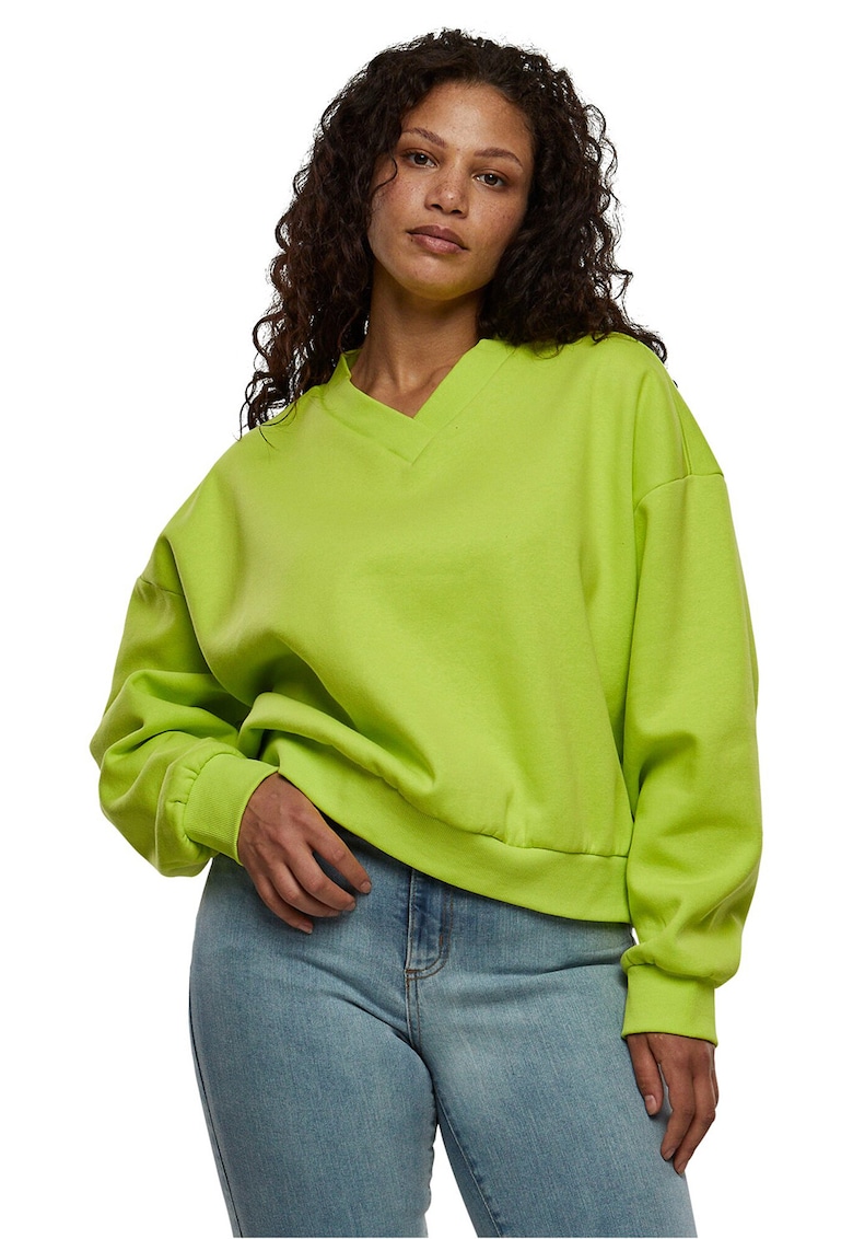 Bluza de trening cu decolteu in V si maneci cazute - Verde lime