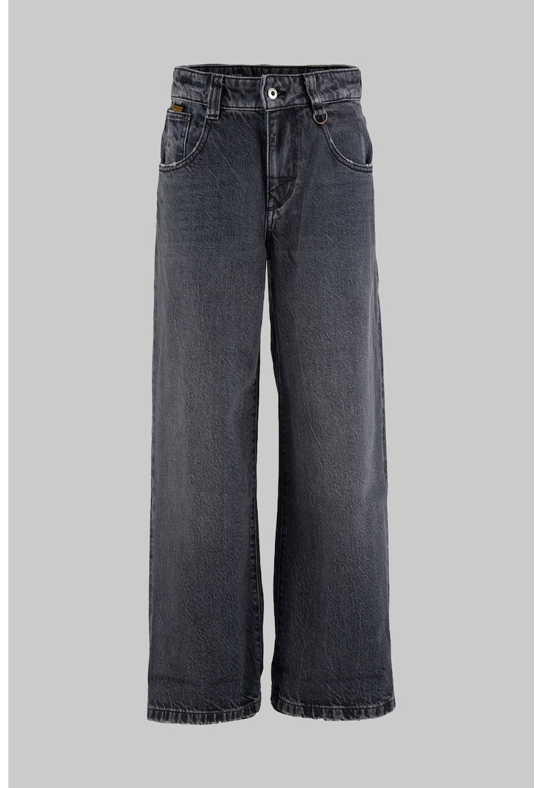 Blugi drepti cu aspect decolorat - Negru stins