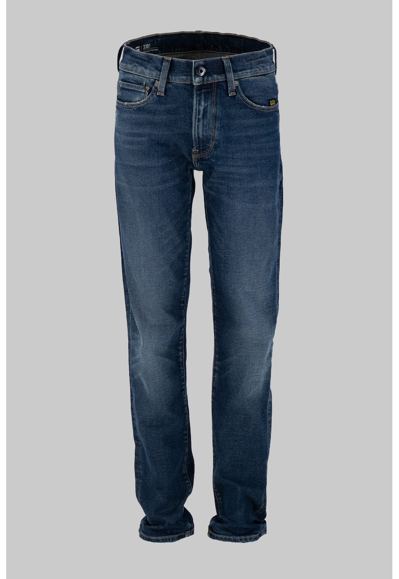 Blugi slim fit cu aspect decolorat - Albastru inchis