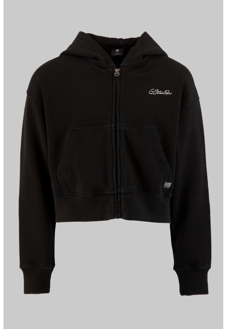 Hanorac crop cu fermoar - Negru