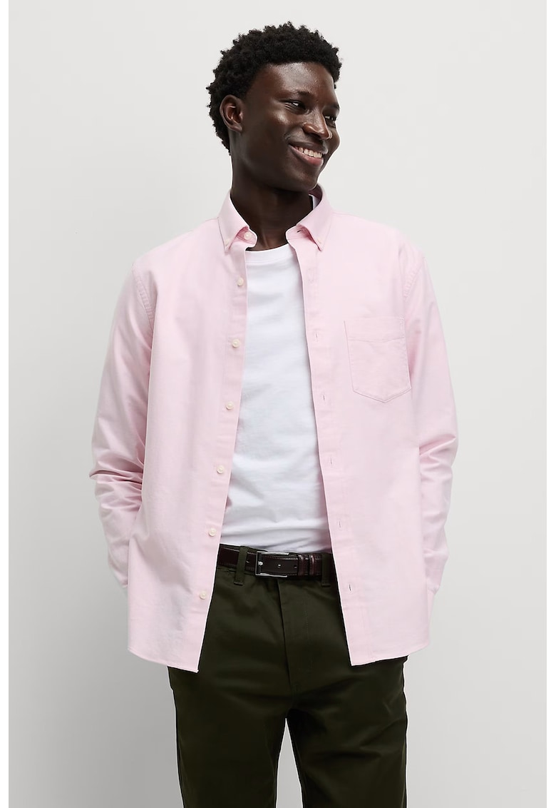 Camasa slim fit cu guler fixat cu nasturi - Roz