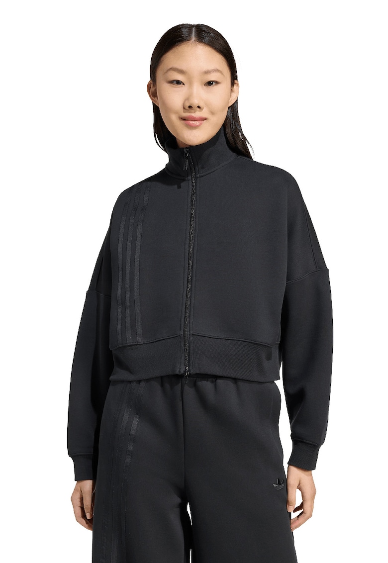 Bluza de trening crop lejera cu fermoar - Negru