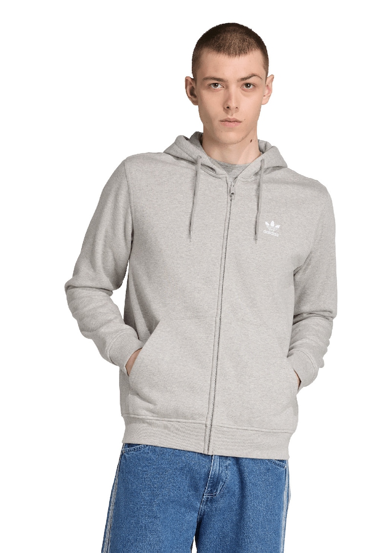 Hanorac regular fit cu fermoar - Gri deschis