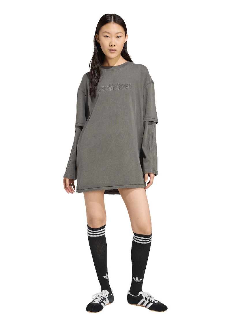 Rochie scurta lejera cu aspect 2-in-1 - Gri inchis