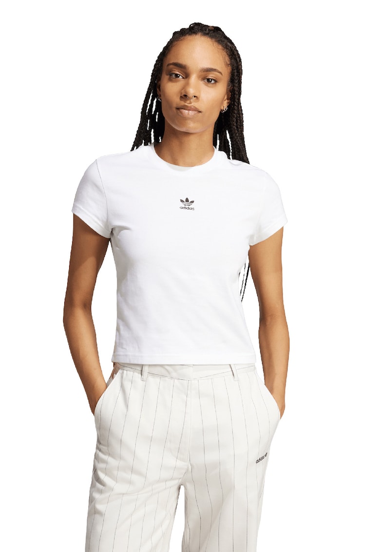 Tricou slim fit din bumbac Essentials - Alb