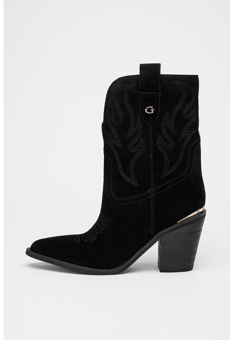 Ghete cowboy de piele intoarsa - Negru