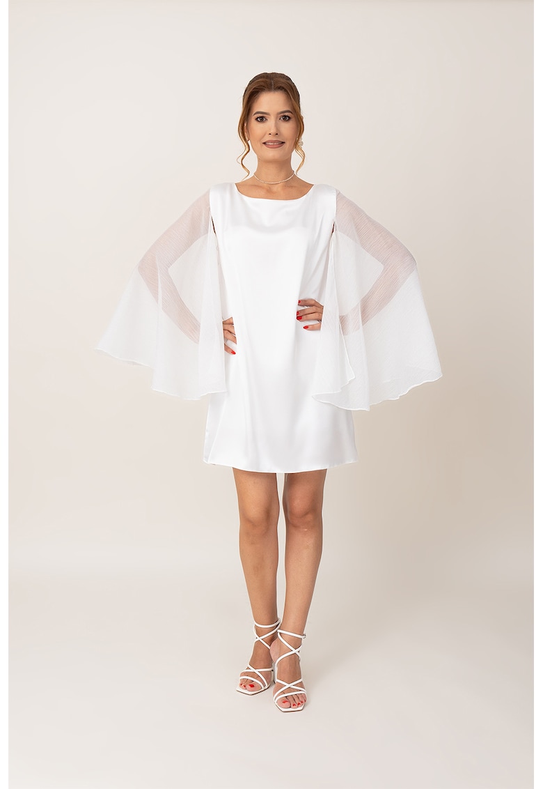 Rochie scurta cu aspect transparent - Alb