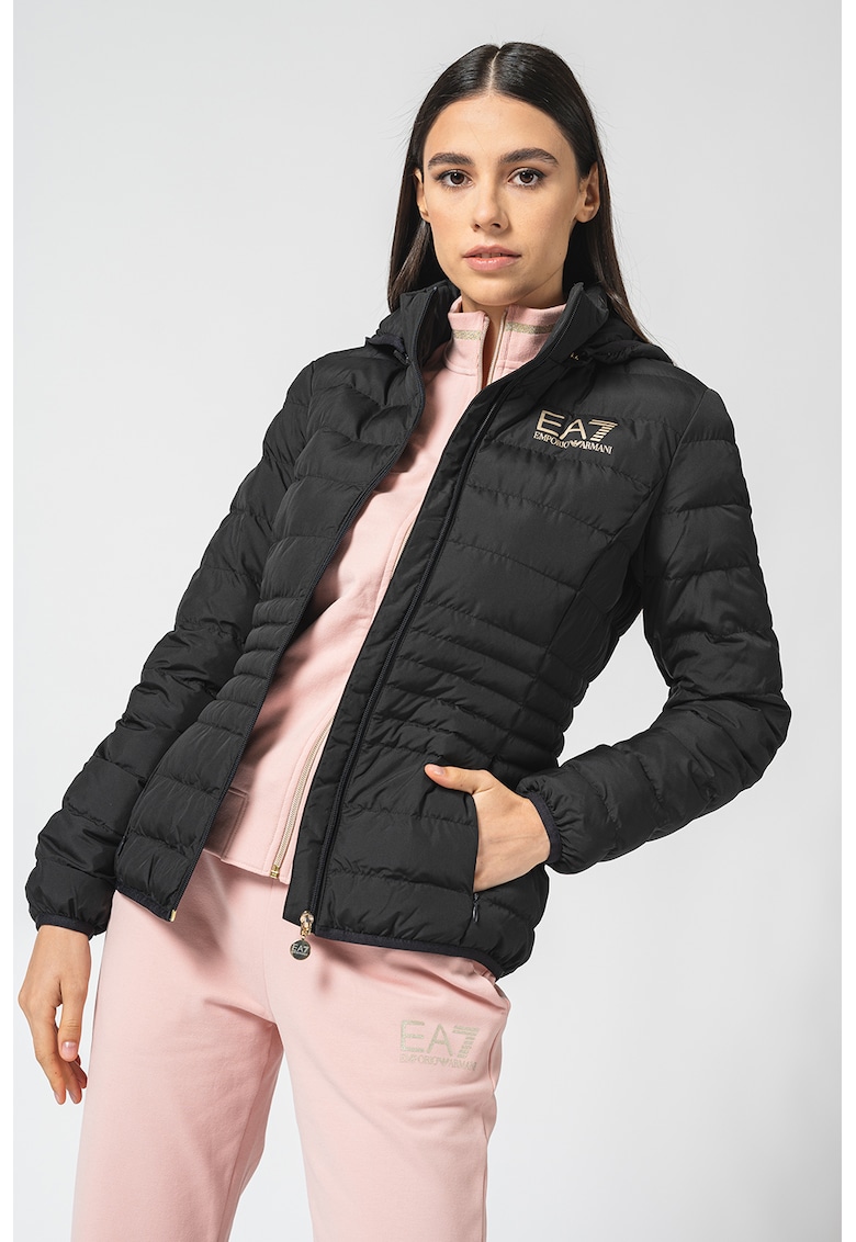 Geaca slim fit cu gluga - Negru
