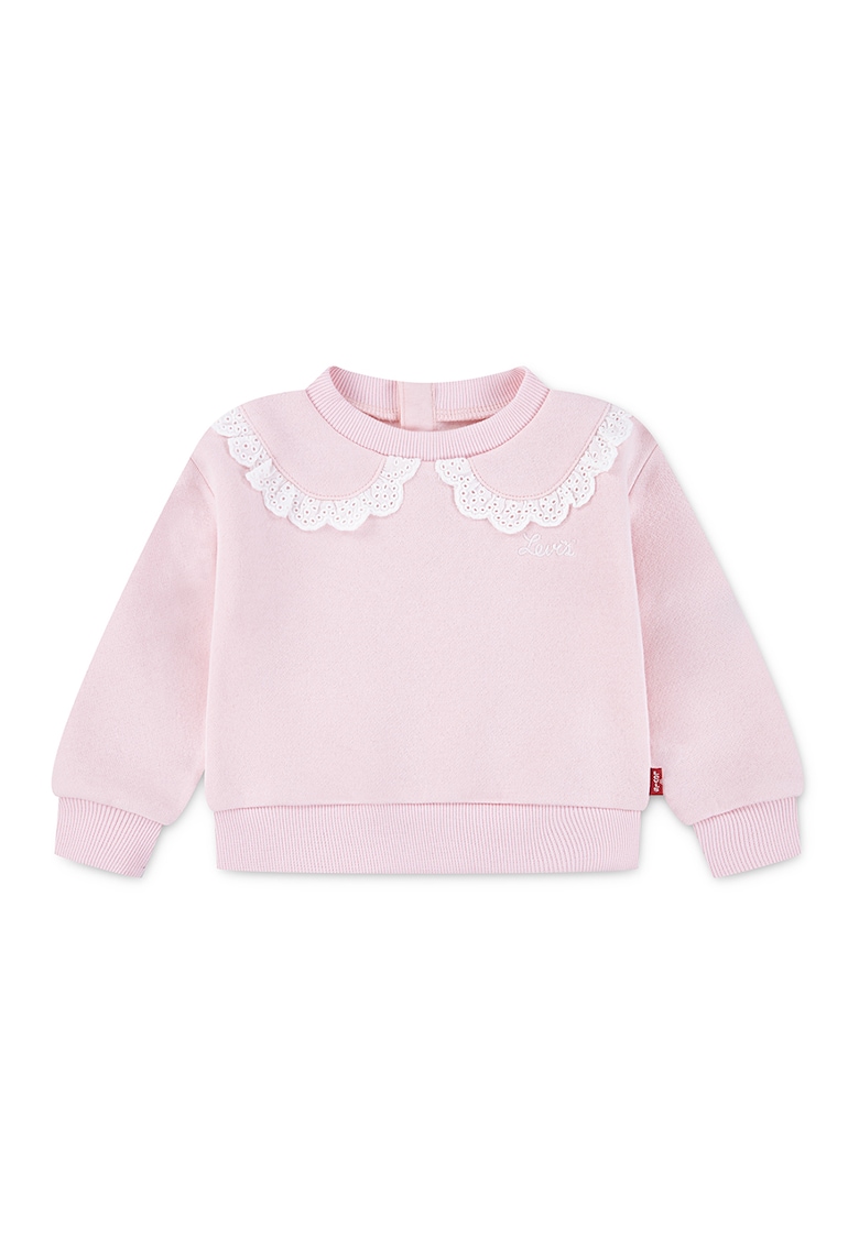 Bluza cu guler cu volane sintetice - Roz pal