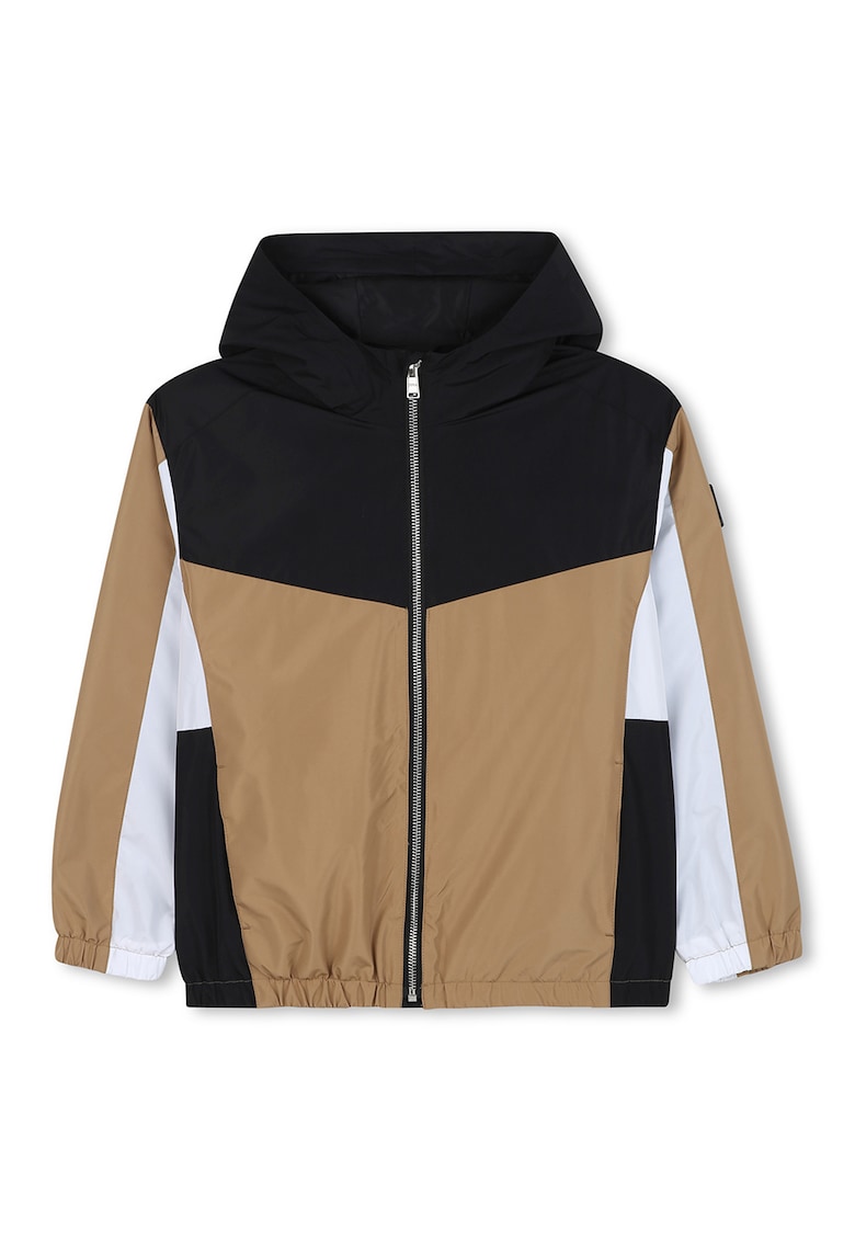 Jacheta cu gluga - Alb/Negru/Maro taupe