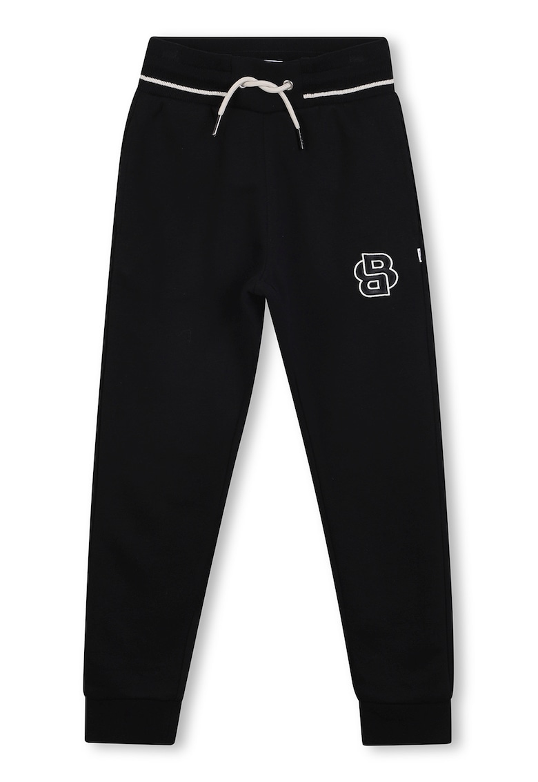 Pantaloni de trening cu snur si talie inalta - Negru