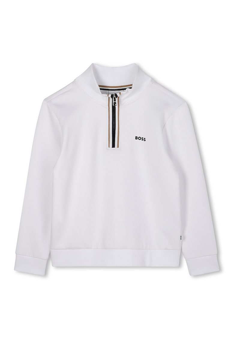 Bluza de trening cu fermoar scurt - Alb optic