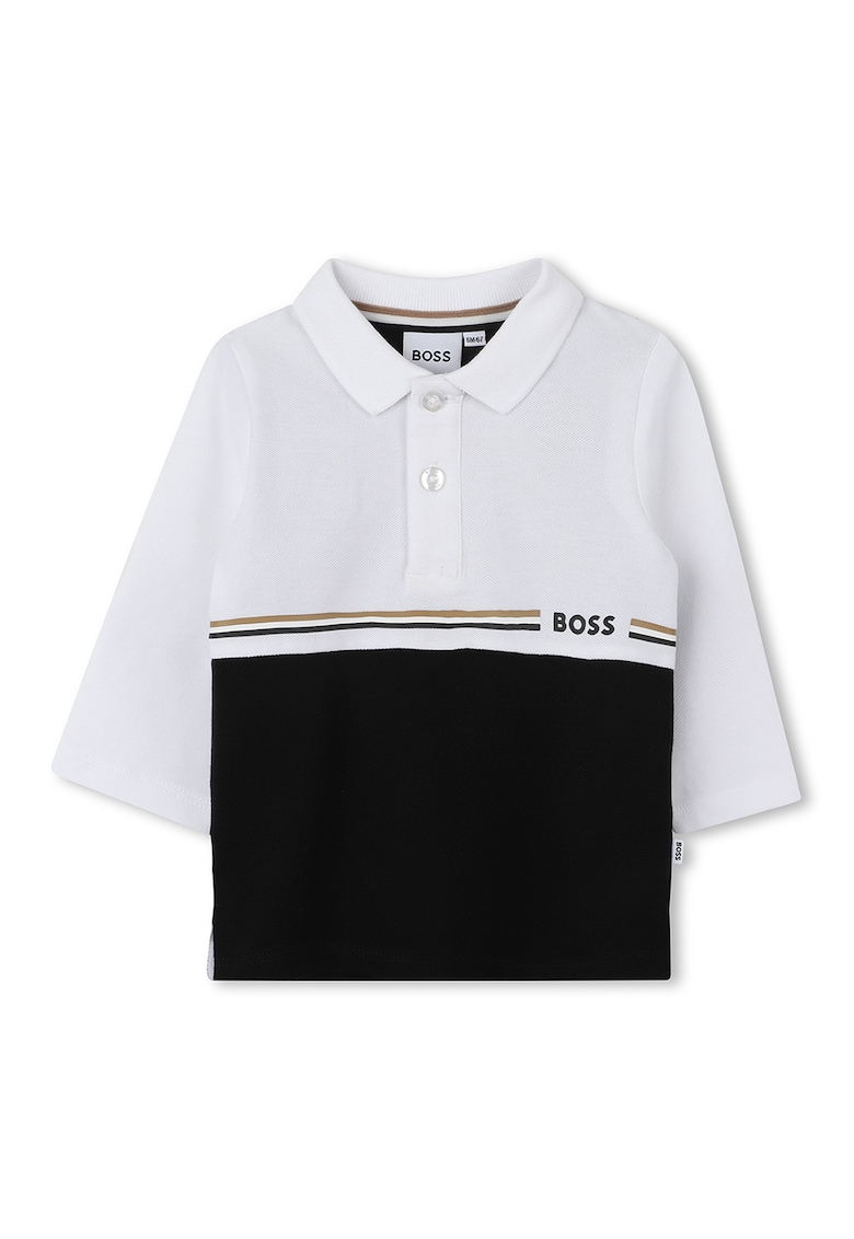Bluza polo cu logo - Negru/Alb optic