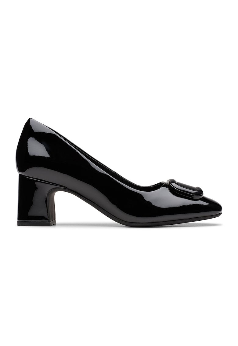 Pantofi de piele cu varf patrat Fernie - Negru