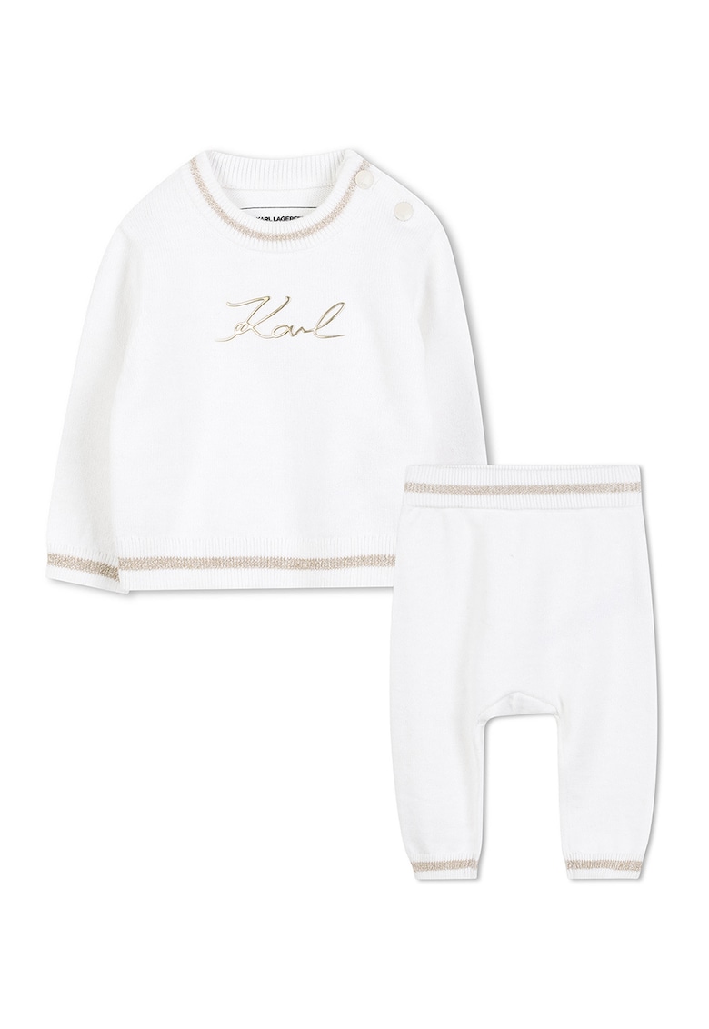 Set de bluza de trening si pantaloni din bumbac si casmir - Auriu/Alb murdar