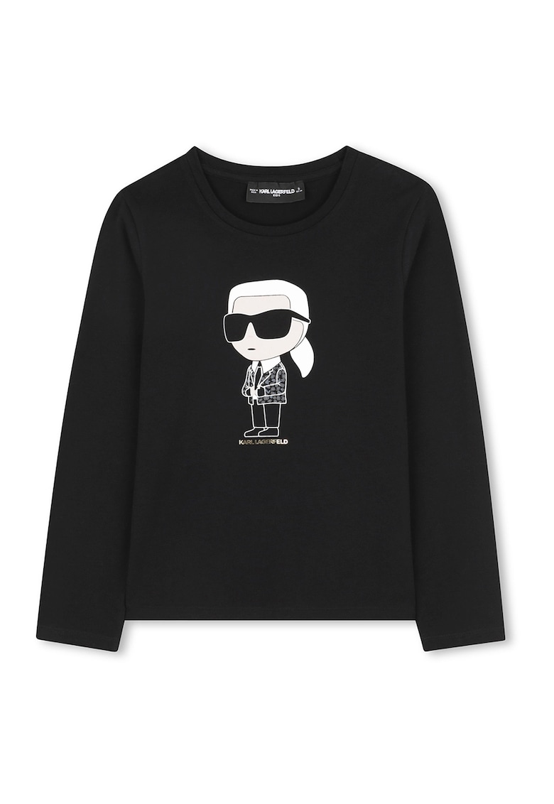 Bluza din amestec de bumbac cu imprimeu logo - Alb/Negru