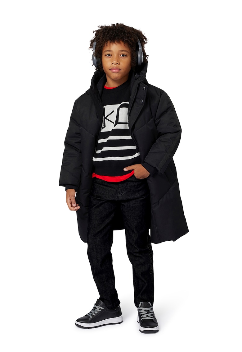 Pulover cu model in dungi - Alb fildes/Negru