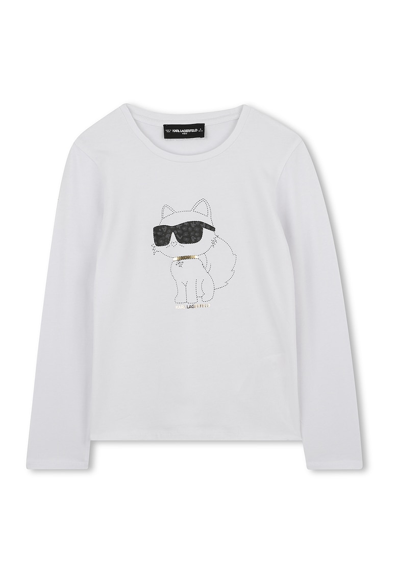 Bluza din amestec de bumbac cu imprimeu logo - Auriu/Gri deschis