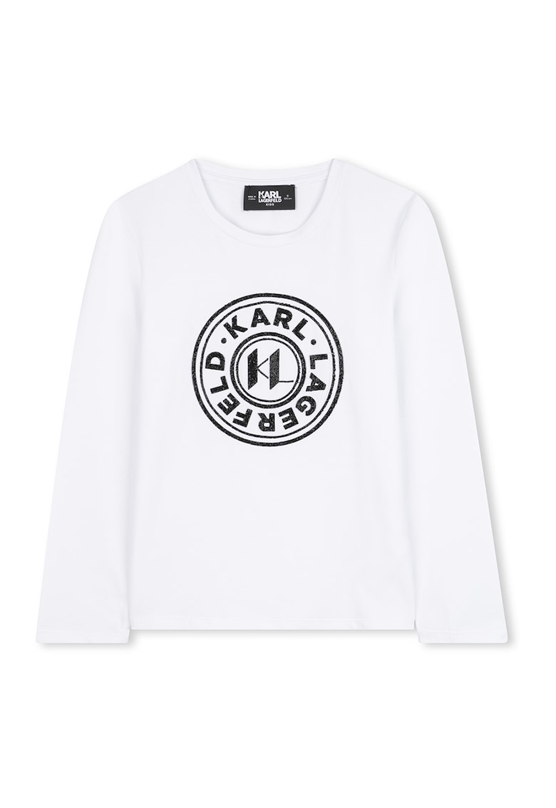Bluza din bumbac si modal cu imprimeu logo - Negru/Alb murdar