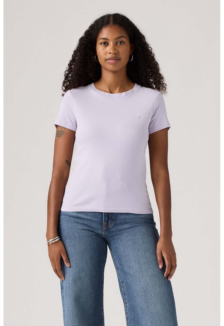 Tricou slim fit de bumbac Essential - Violet deschis