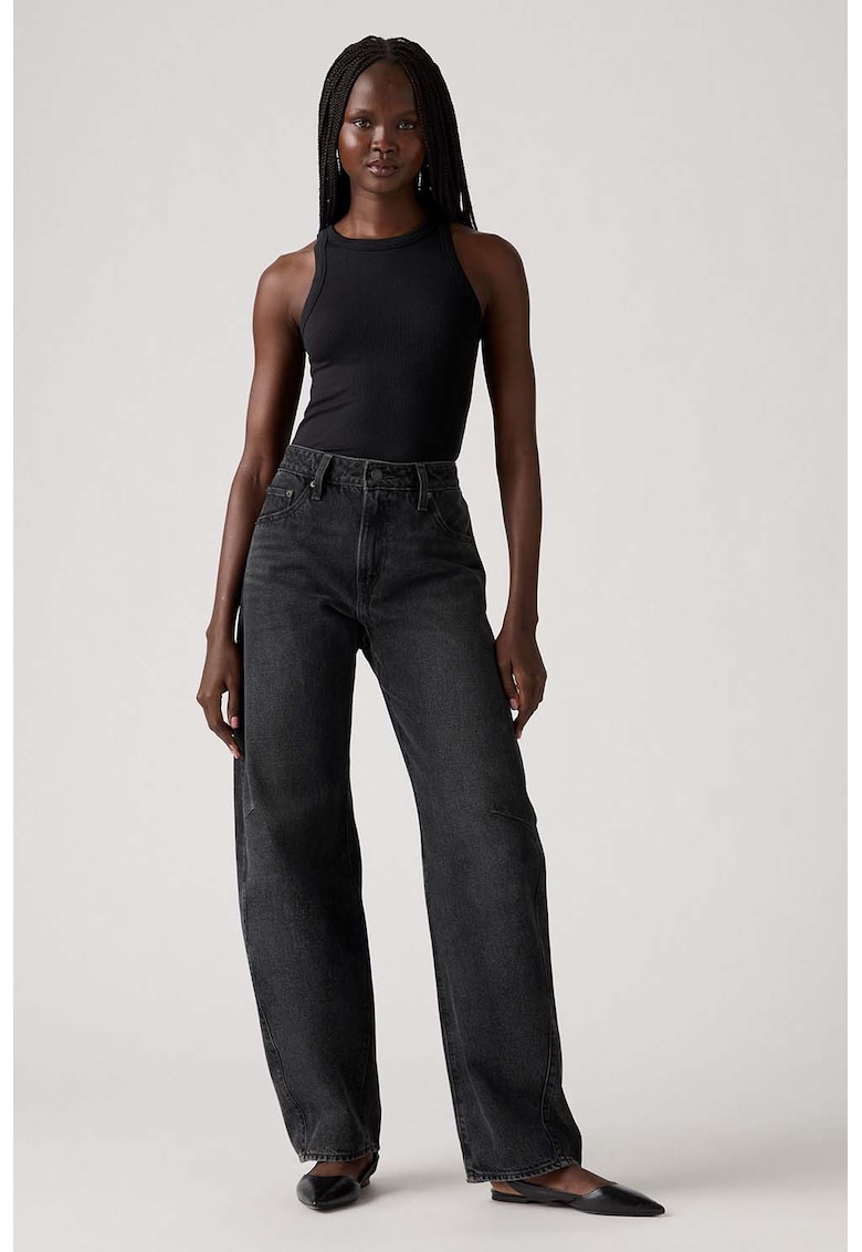 Blugi crop cu croiala barrel - Negru stins