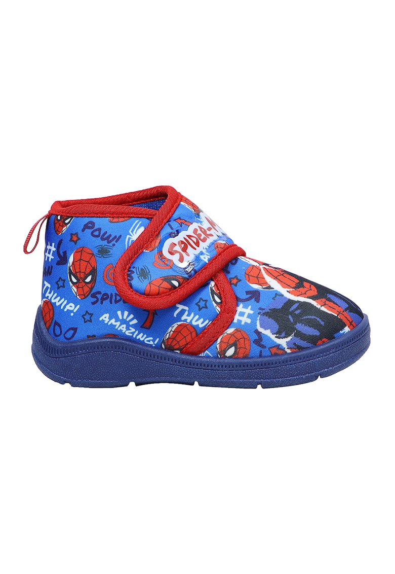 Pantofi mid-cut cu velcro Spiderman - Albastru royal/Rosu vermillion