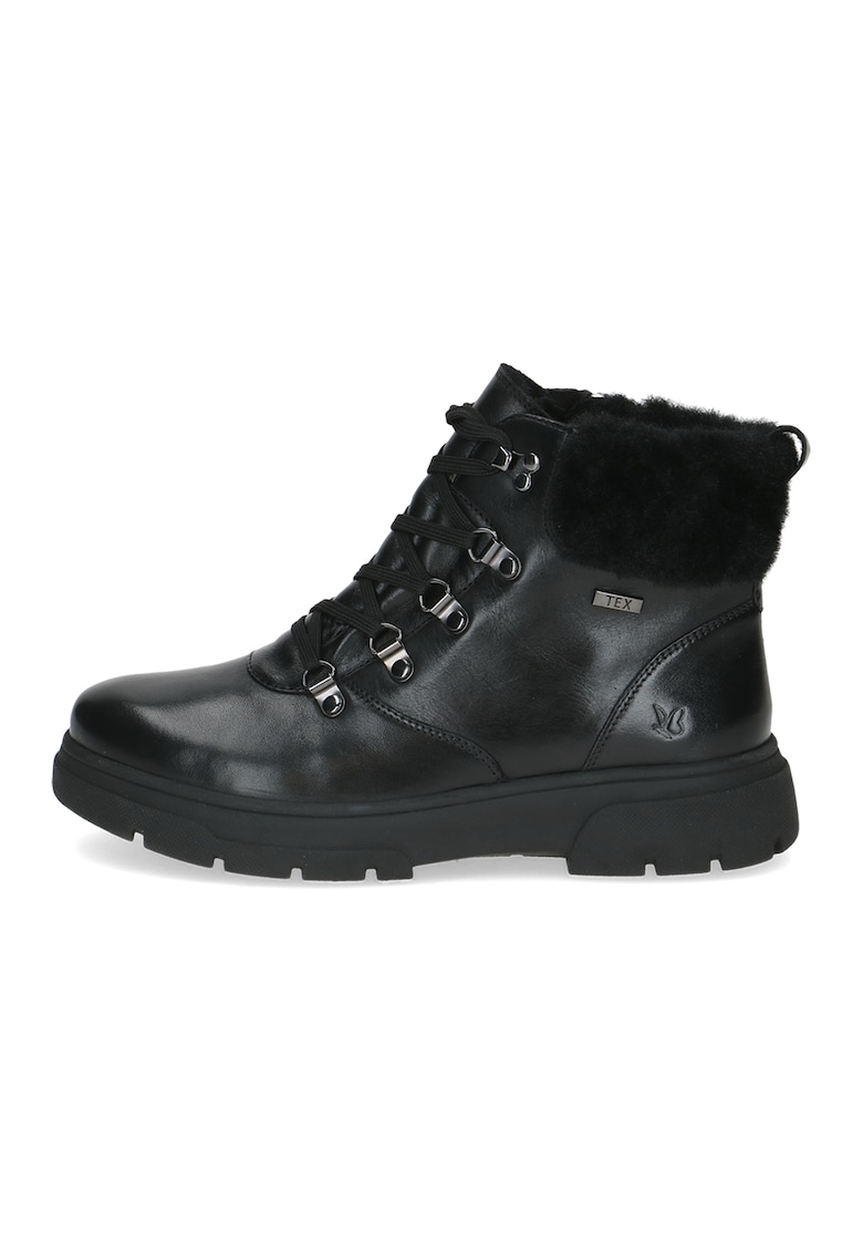 Ghete de piele cu insertie de plus - Negru