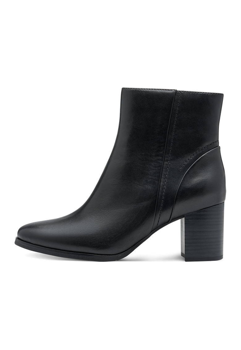 Botine de piele cu fermoar - Negru