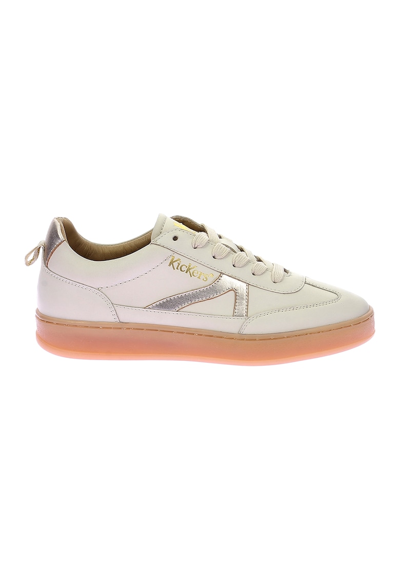 Pantofi sport low cut din piele - Alb murdar/Argintiu