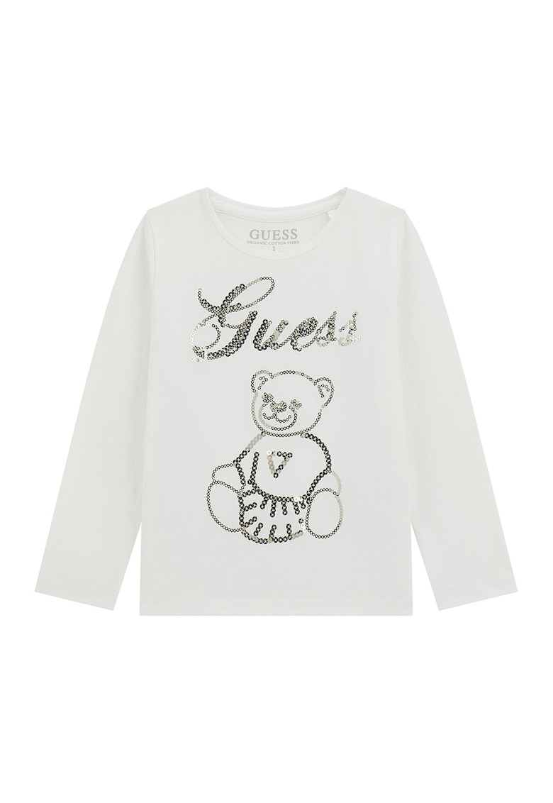 Bluza din amestec de bumbac cu paiete - Auriu/Alb fildes