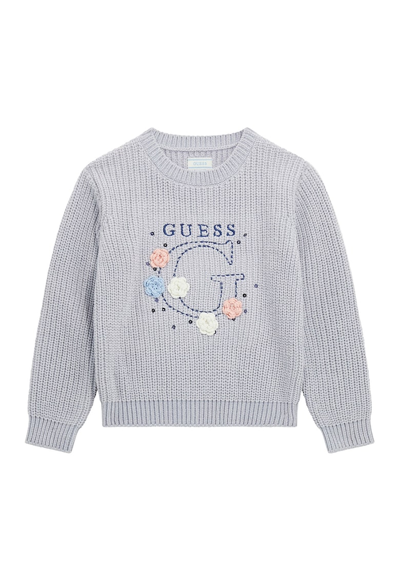 Pulover cu logo brodat - Gri deschis