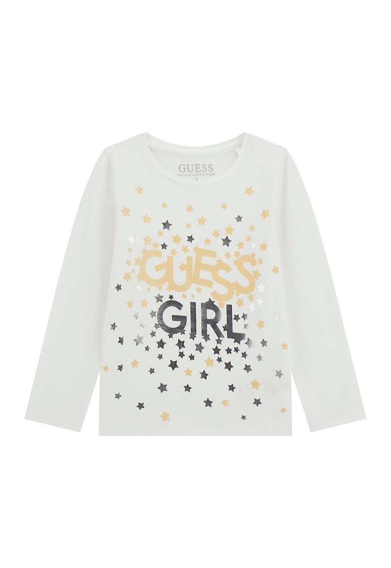Bluza cu maneci lungi si imprimeu logo - Negru/Galben sofran/Verde pal