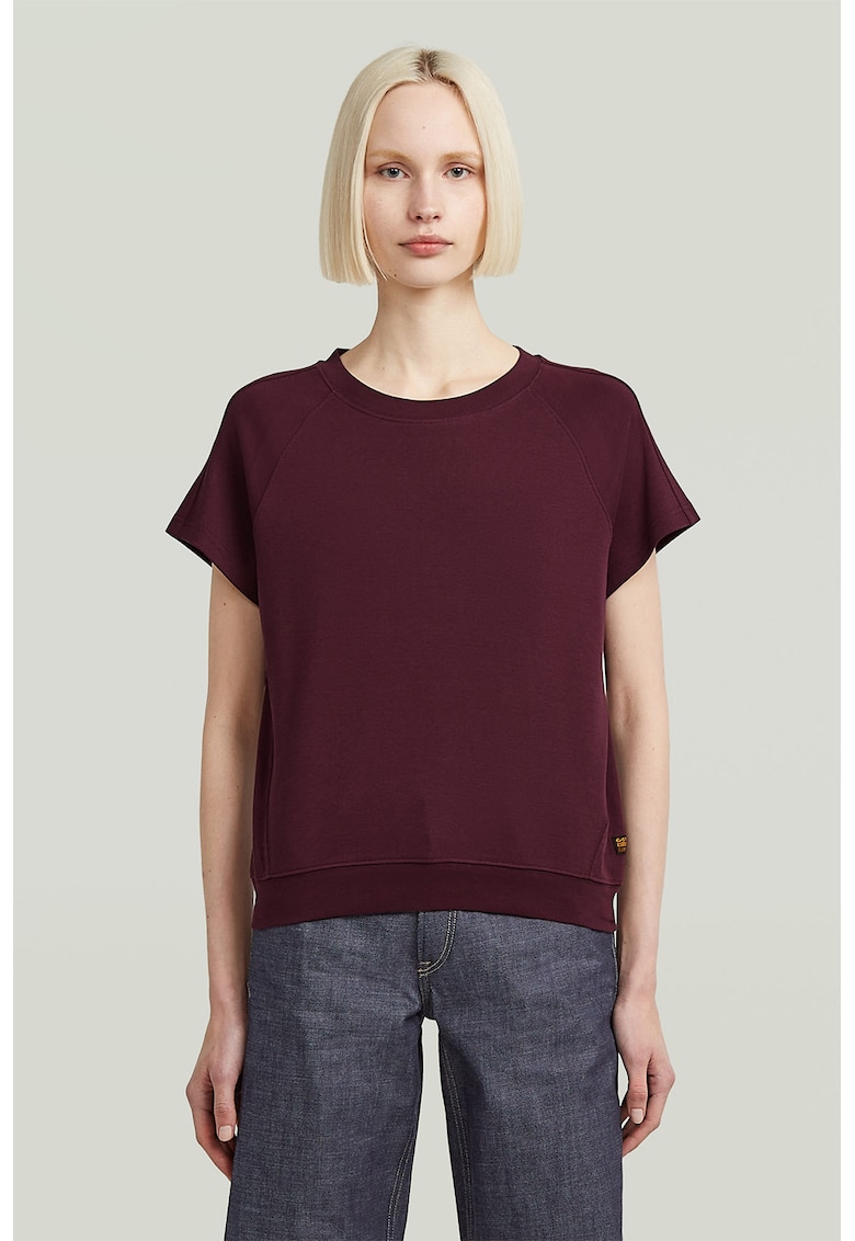 Tricou din bumbac organic cu maneci raglan - Violet pruna