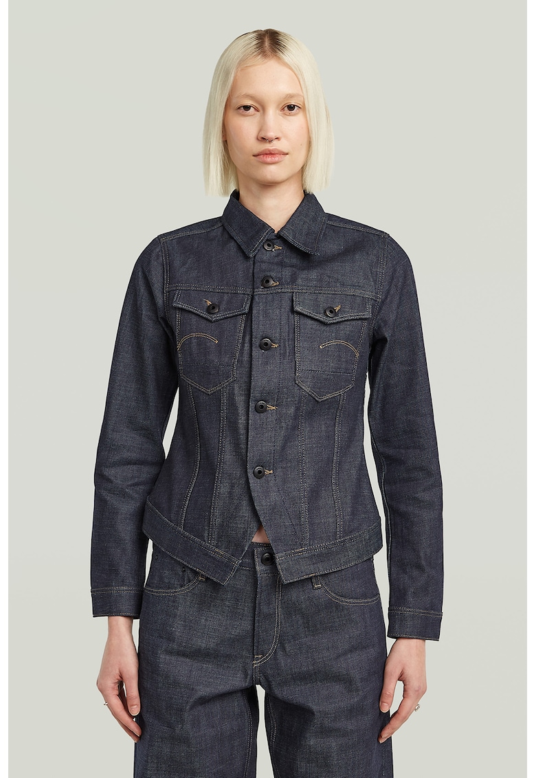 Jacheta cambrata din denim - Bleumarin