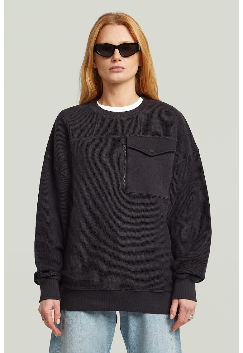 Bluza de trening supradimensionata din bumbac organic - Negru