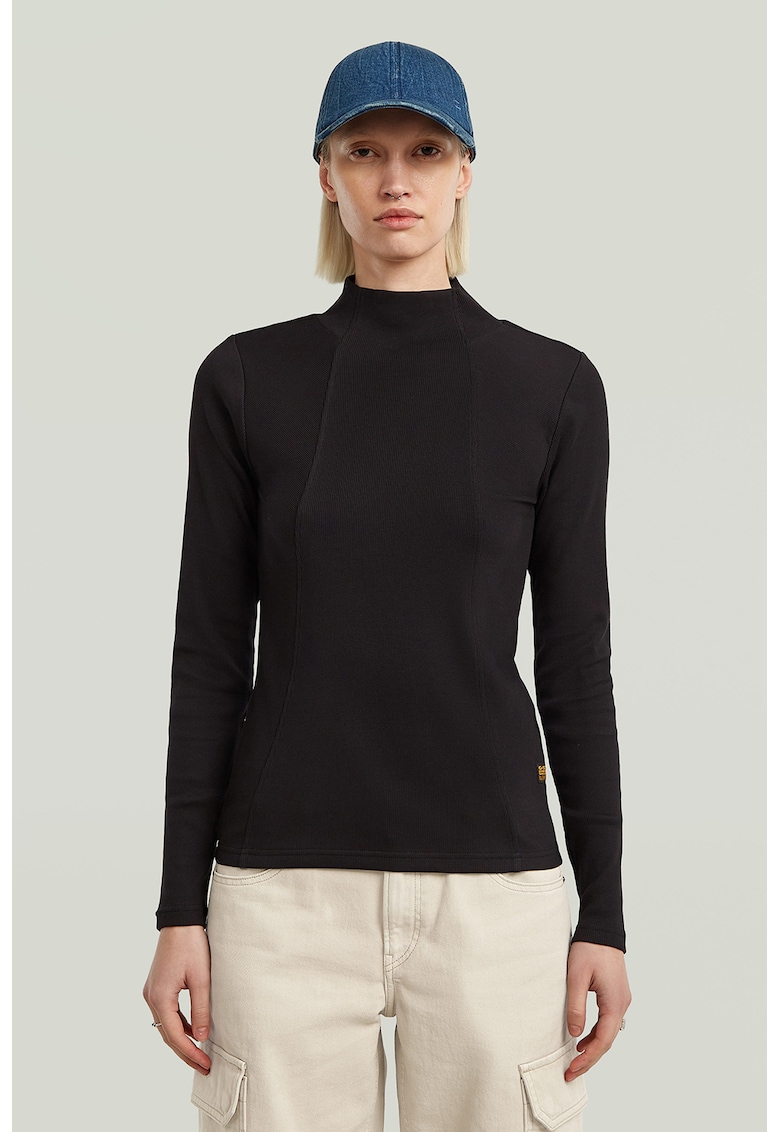 Bluza slim fit din amestec de bumbac organic - Negru