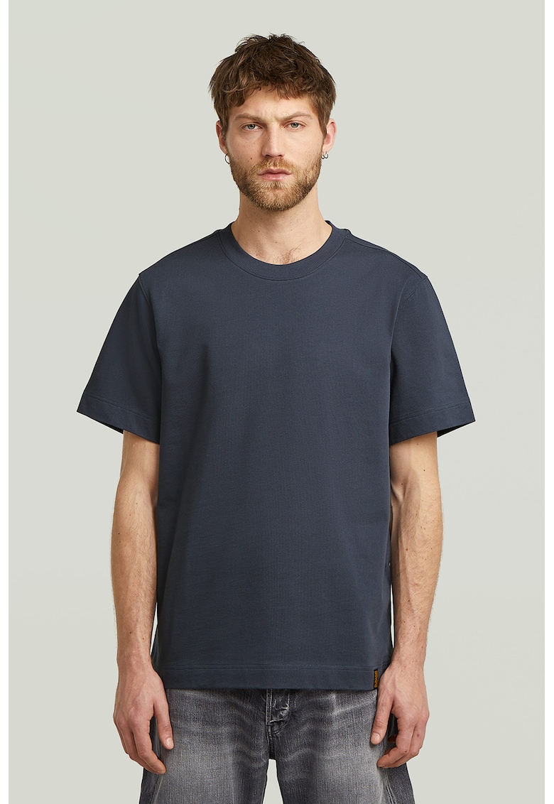 Tricou din bumbac organic cu model uni - Albastru inchis