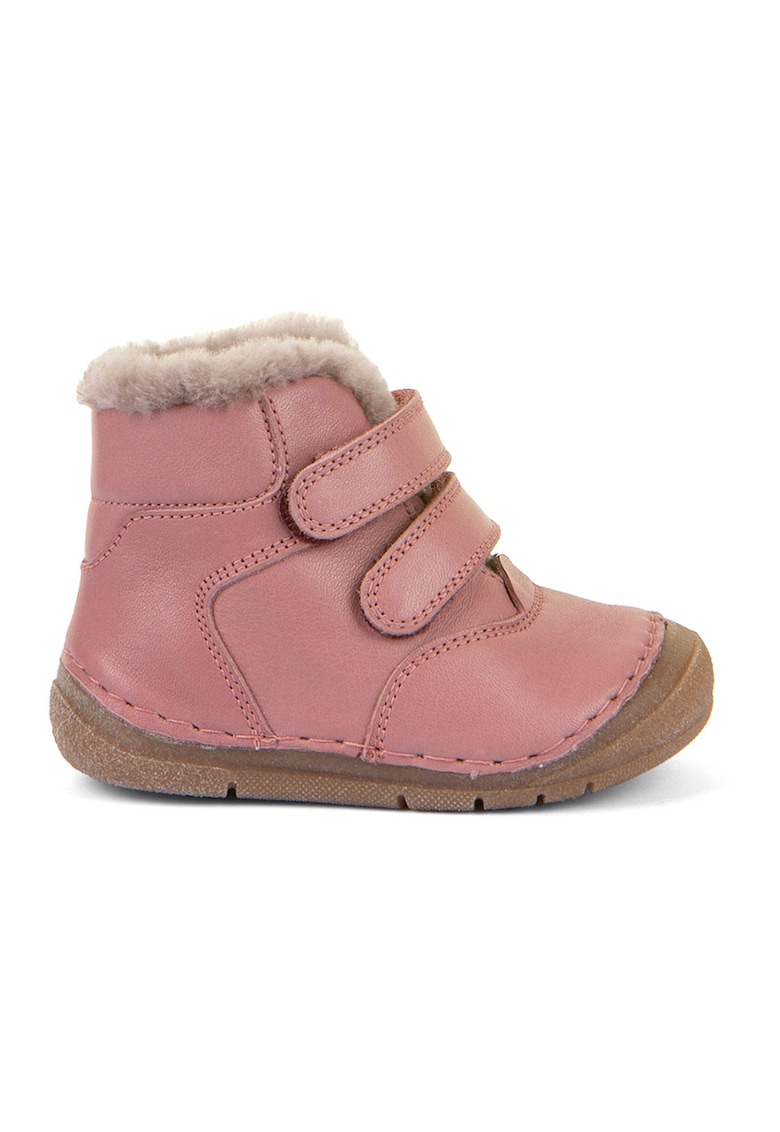 Botine din piele cu captuseala din blana sintetica - Roz