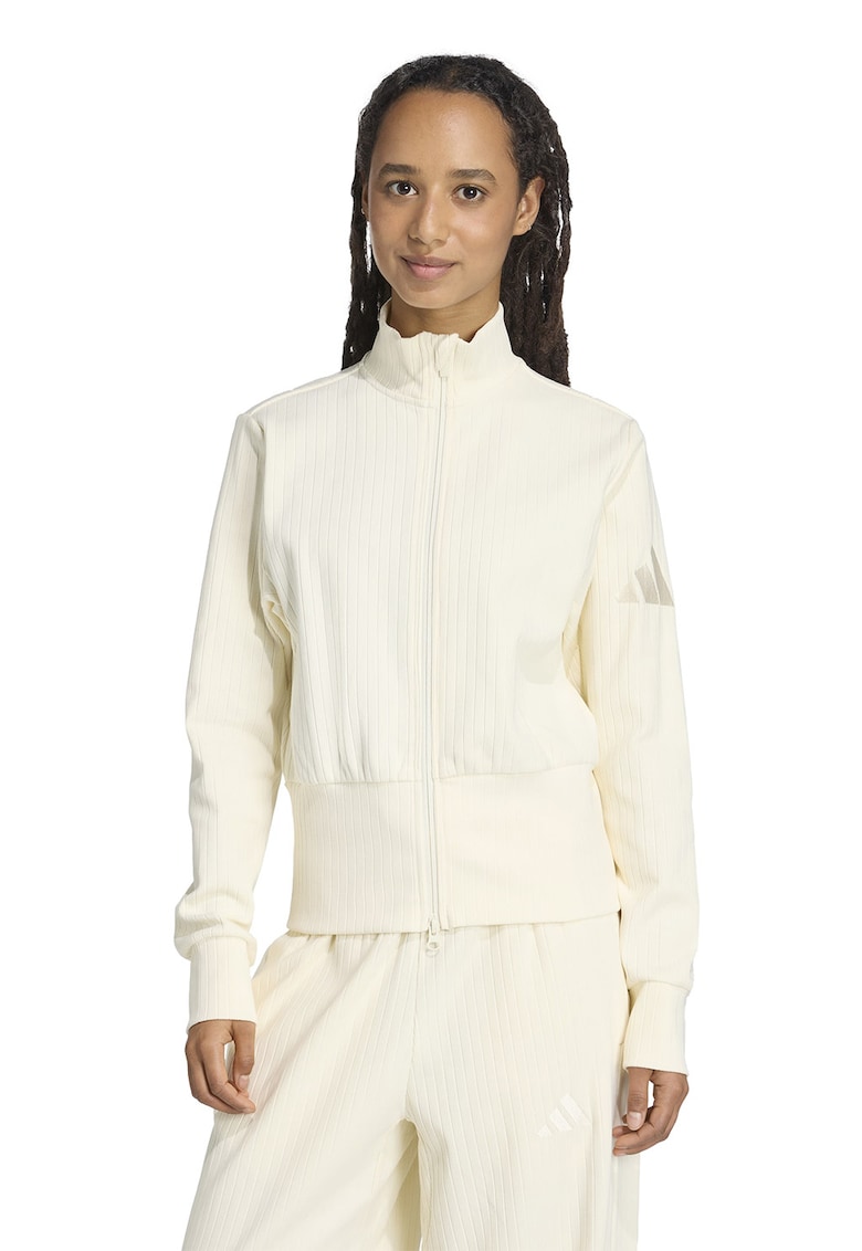 Bluza de trening din amestec de bumbac cu fermoar - Crem