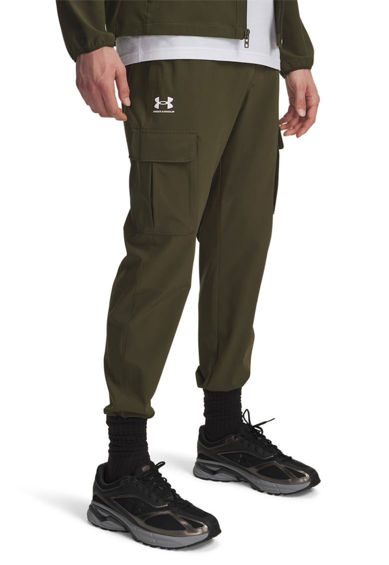 Pantaloni crop pentru fitness Vibe - Kaki inchis