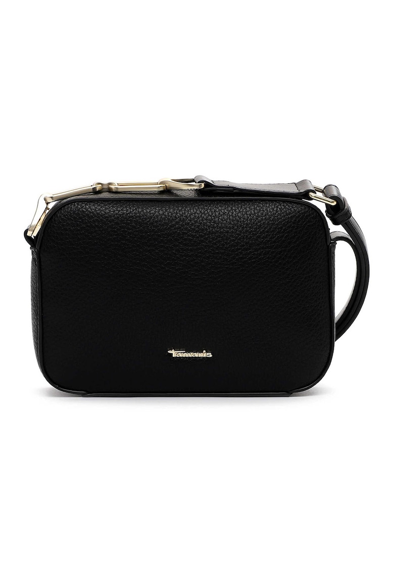 Geanta crossbody de piele ecologica cu logo metalic - Negru - 14 -5x21x6