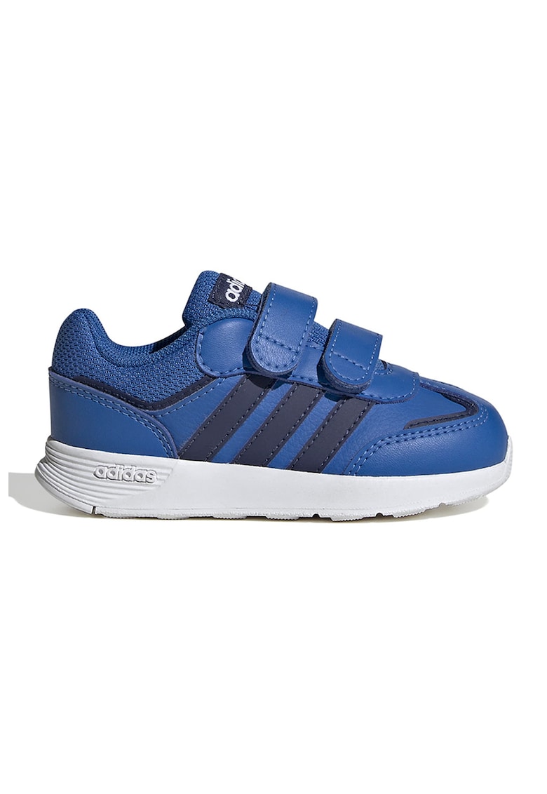 Pantofi sport de piele ecologica cu velcro Tensaur - Negru/Albastru inchis