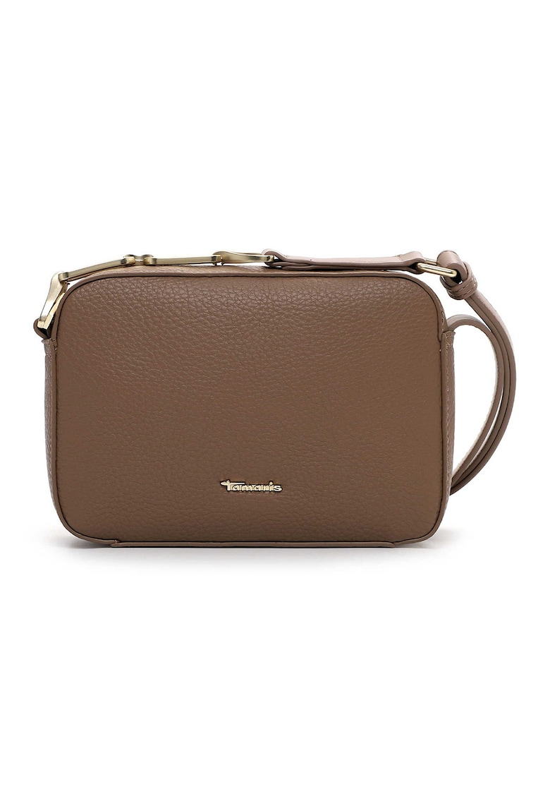 Geanta crossbody piele ecologica cu logo - 46794 - Maro inchis - 14 -5x21x6