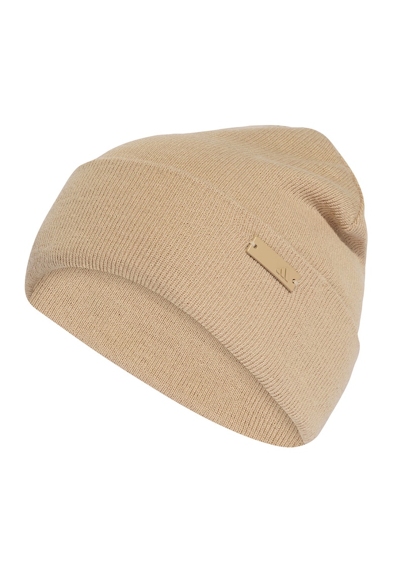 Caciula tricotata unisex cu logo - Bej