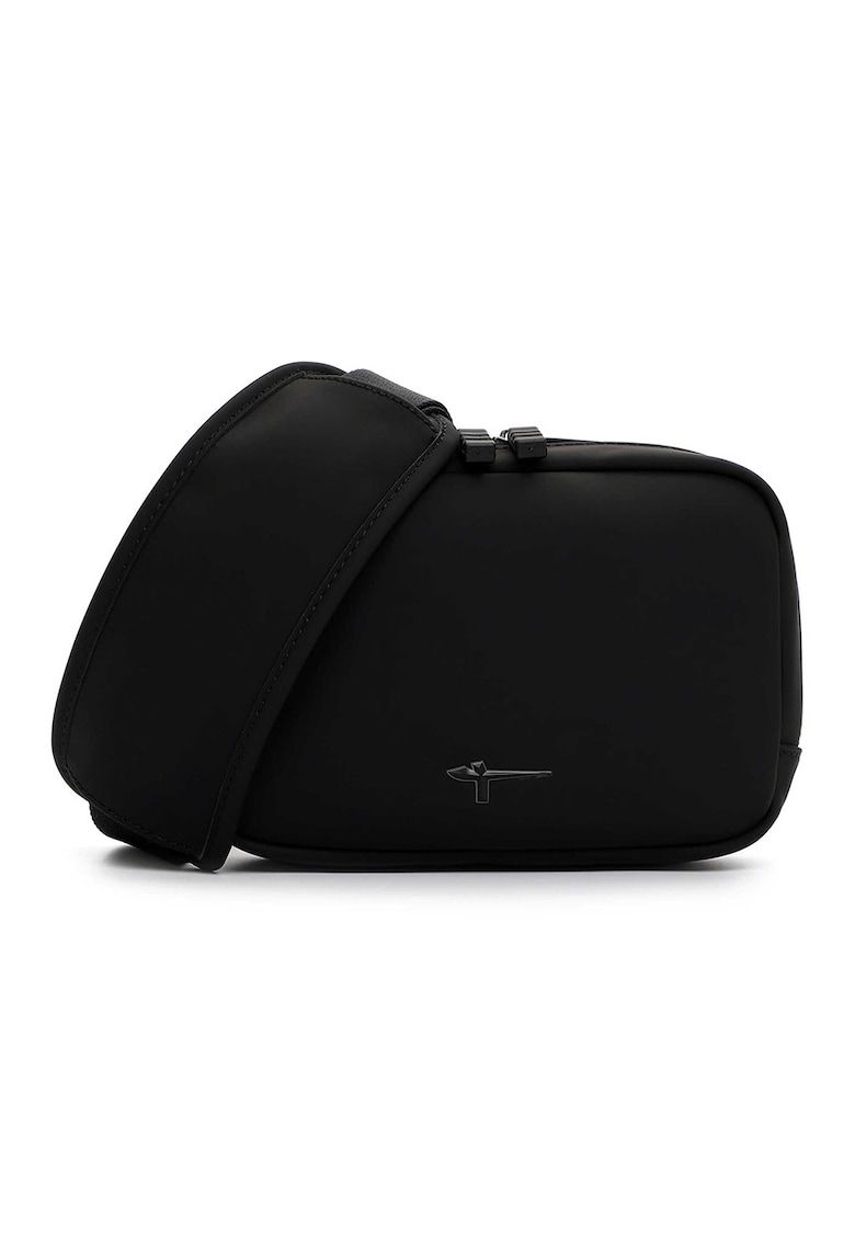 Geanta crossbody de piele ecologica cu logo discret - Negru