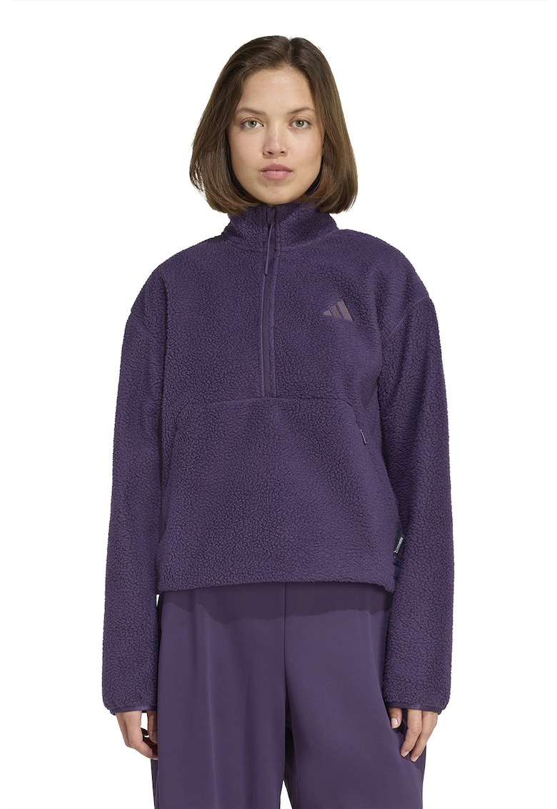 Bluza de trening din fleece cu fermoar scurt - Violet