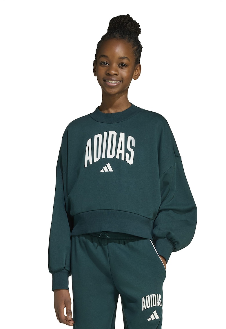 Bluza de trening din amestec de bumbac cu logo - Verde englez