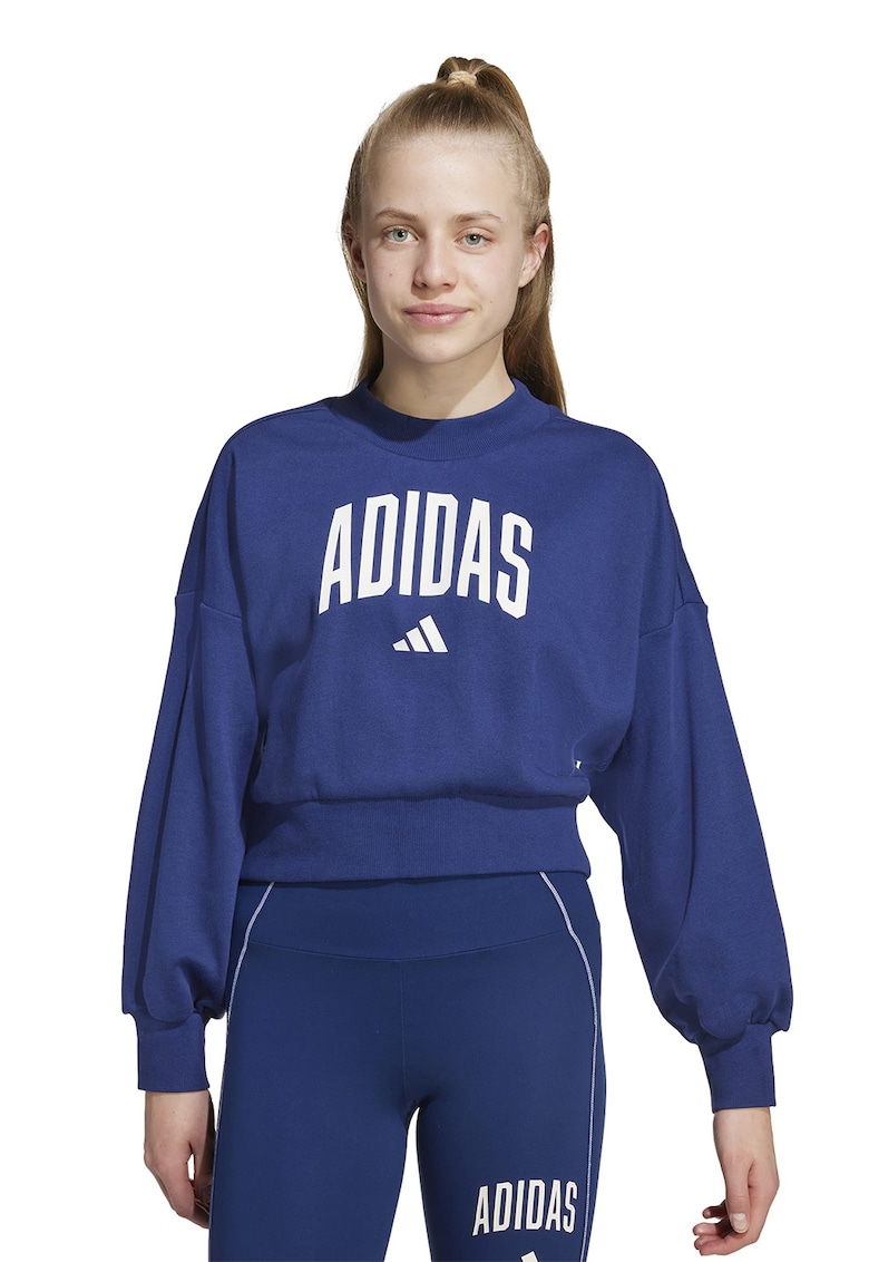 Bluza de trening din amestec de bumbac cu logo - Alb/Albastru inchis