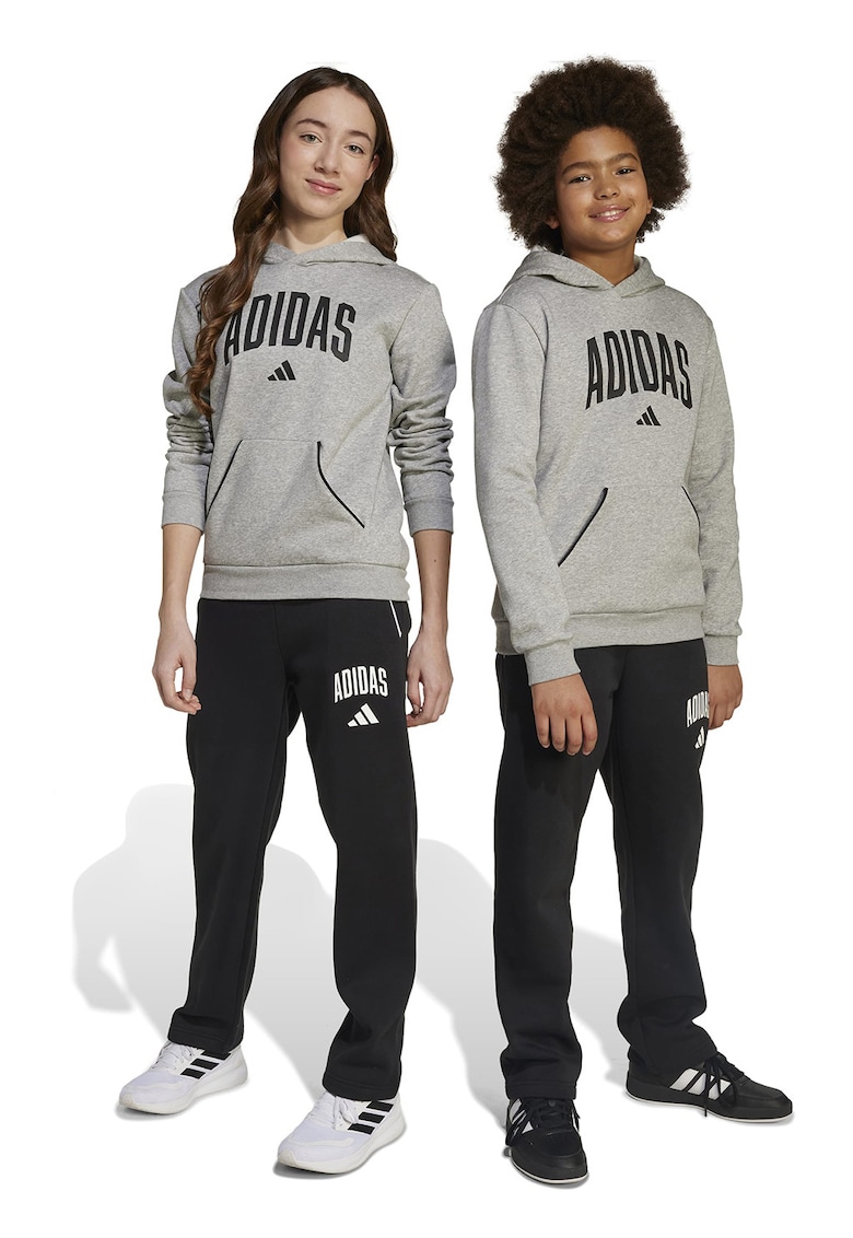 Pantaloni de trening drepti cu logo - Alb/Negru