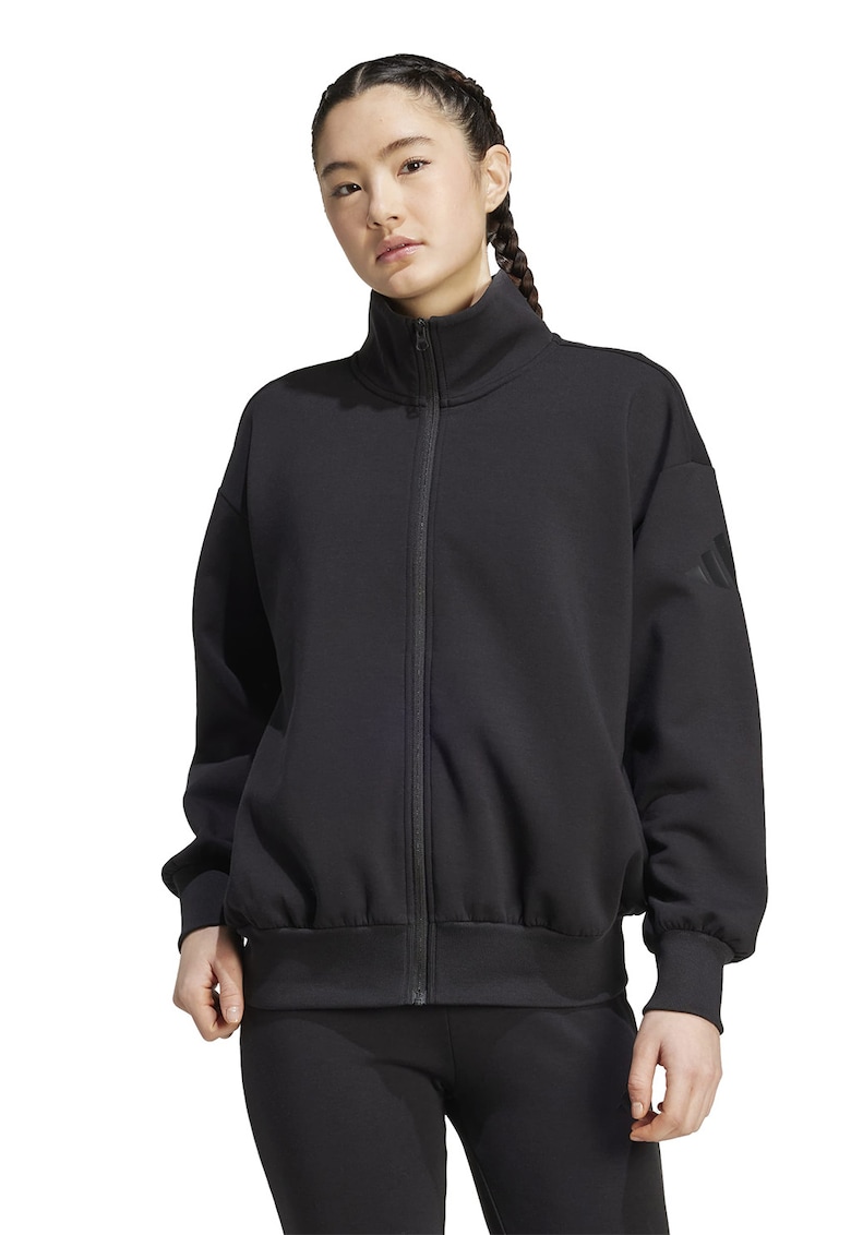 Bluza de trening lejera din amestec de modal cu fermoar si buzunare - Negru